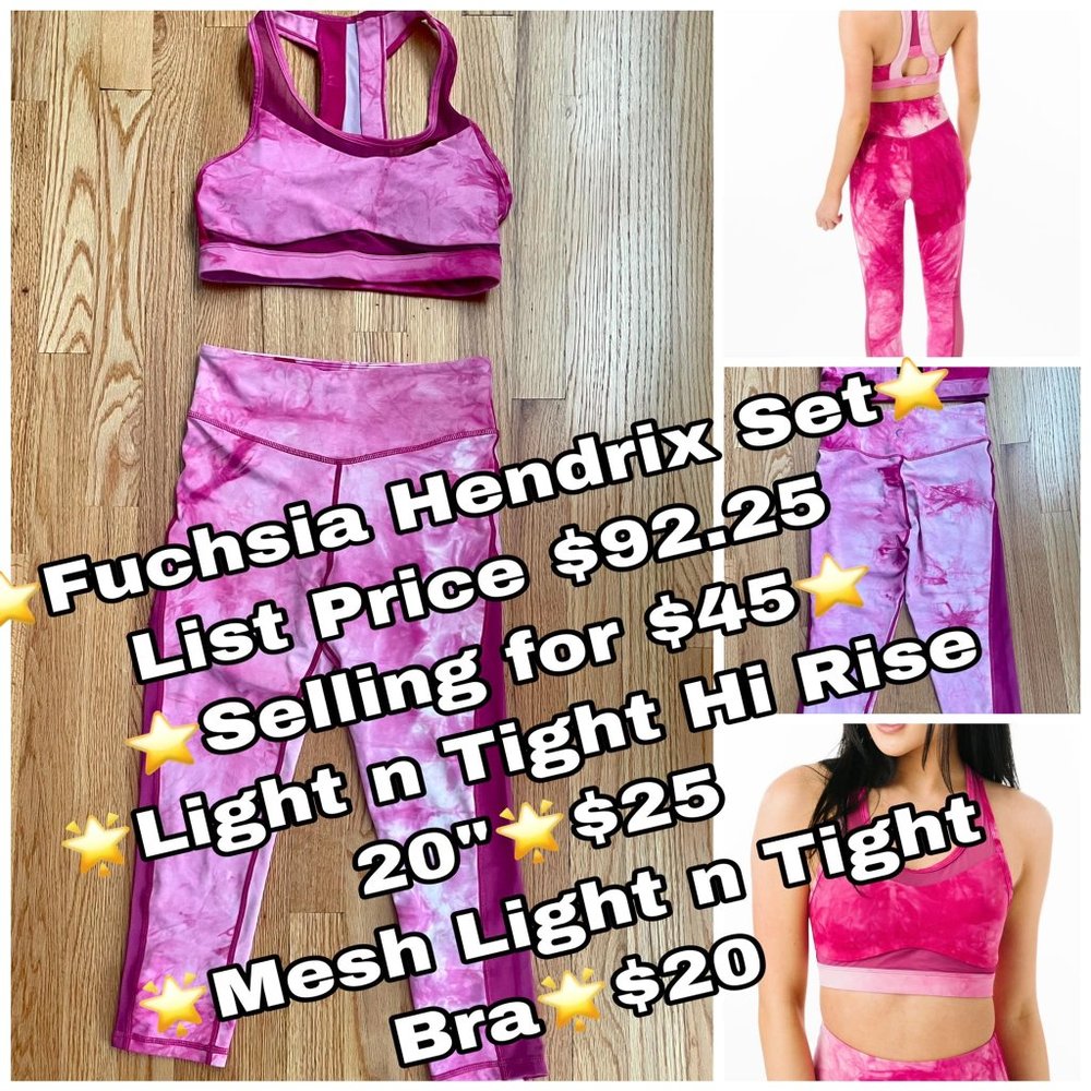 Zyia-Fuchsia Hendrix Light n Tight Leggings (20") and Mesh Light n Tight Bra